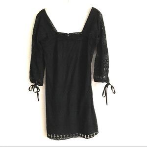 Solitaire Ravi Khosla black BoHo crocheted dress S‎